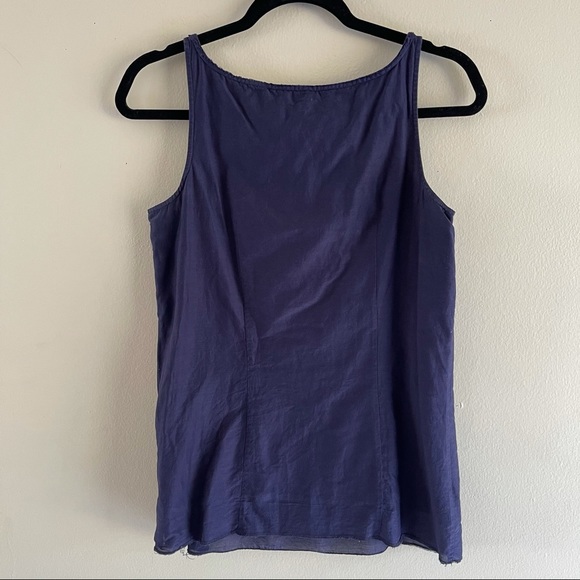 J Crew Ruffle Tank Top Size 2 Silk Blend Casual Sleeveless Lightweight Navy Blue - Picture 4 of 8